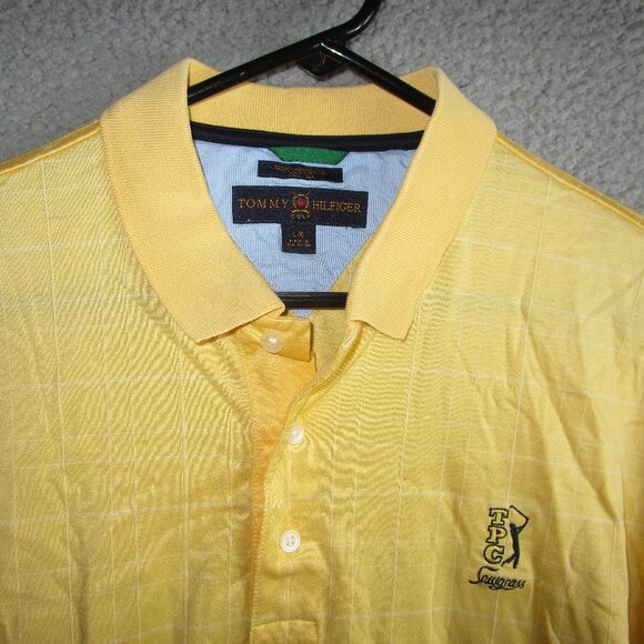 TOMMY HILFIGER GOLF TPC SAWGRASS MEN'S POLO SHIRT YELLOW LARGE COTTON - Picture 1 of 3